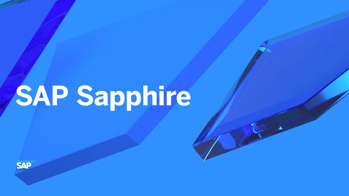 SAP Sapphire 2025 blue cover with abstract crystal shapes and SAP logo.